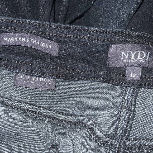 NYDJ Jeans Womens Size 12 Marilyn Straight Leg LiftXTuck Slim Whiskers Denim NEW - Picture 10 of 12
